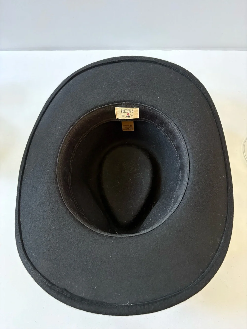 Redhead Wool Felt Fedora Outback Hat Black M Western Band Ranch Cowboy Teardrop